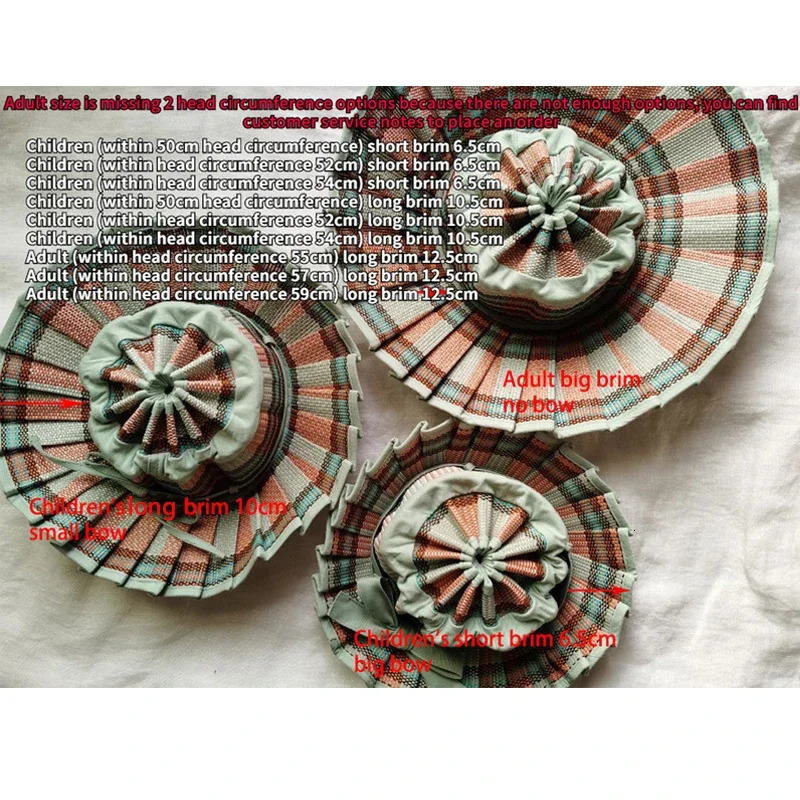 Parent-child Foldable Straw Hat Ins Hand-woven Panama Straw Hat Personality Plaid Bow Decoration Sunscreen Children Sun Hat 250611