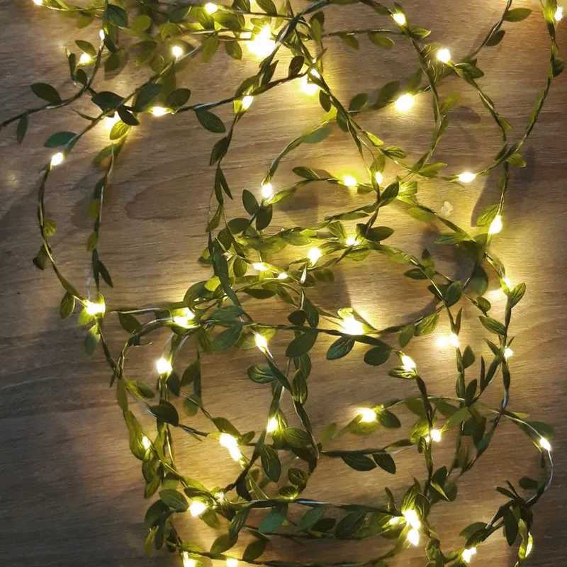 Outdoor Tiny Leaf LED Copper Wire Fairy String Lights Garland Christmas Decorations for Home New Year Wedding Garden Street LampXJ250612
