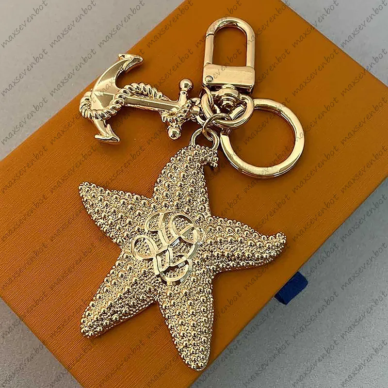 Designer Starfish Bag Charm For Women Luxury Breeze Keychain Gold Color Designers Keyring Skateboard Purse Charm Key Chains 3 Colors