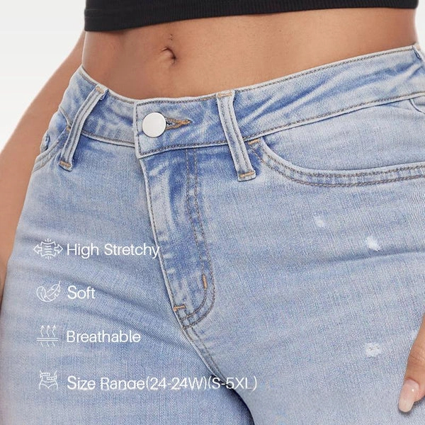 Women's Jeans 2025 Style Light Blue High-Waisted Straight-Leg Fashionable Micro-Stretch Denim Trousers Comfortable