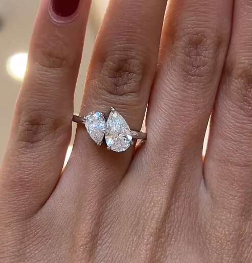 2025 New Arrival 7*10 5*10 Double Pear Shaped Engagement Ring VVS Moissanite D Color Pear Cut Women Fine Rings