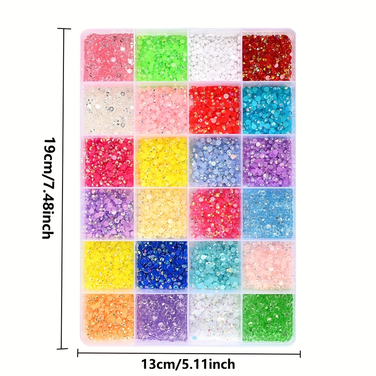 24000pcs 3mm Flat-Bottomed Resin Rhinestones with 24-Grid Storage Box - Ideal for Nail Art, Clothes, Masks, Cups & DIY Jewelry