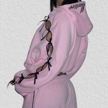 Women's Wear New Set Sweatshirt Casual Bowknot Letter Street Youth Fleece Sweatpants Sports