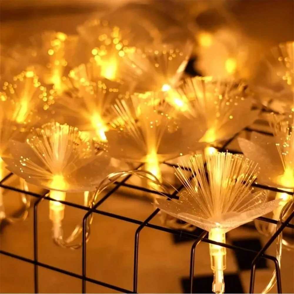 1PC 1.5M10LED/3M20LED artificial fiber optic flower battery box fairy light string excluding battery used for party decorationXJ250612