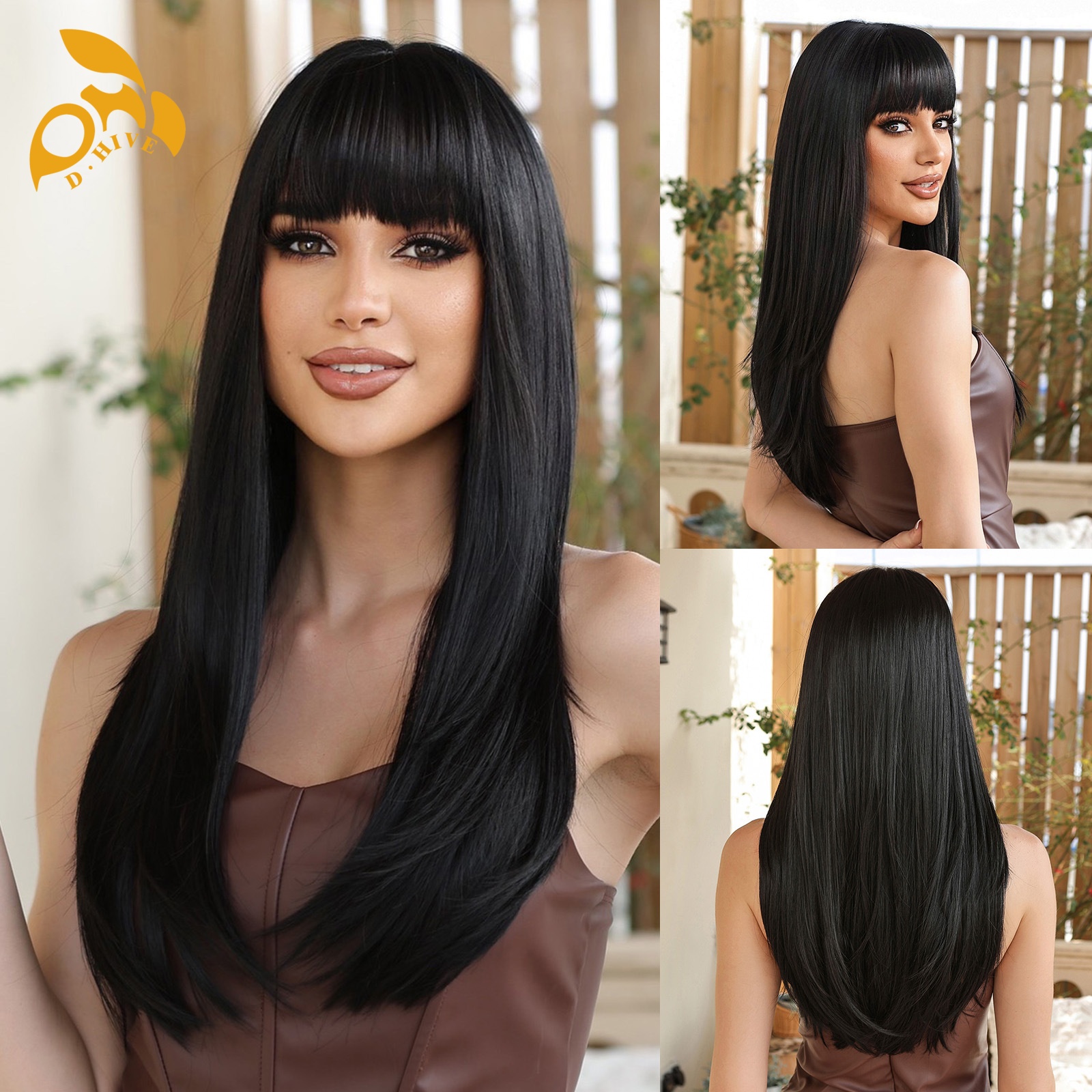 Free shipping Hair Wigs for womans wigs human hair large wave bang long curly hairfull head set women's wig color Gradient gray Burgundy Orange