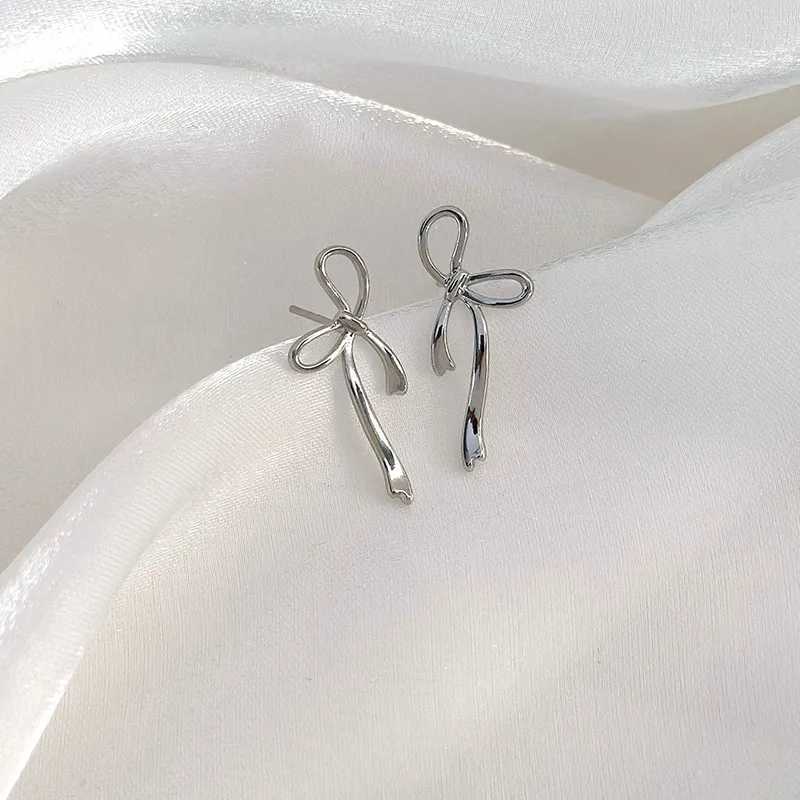 18K Gold Plated Y2K Bow Earrings For Women Stud Nail Fashion Cute Jewelry Piercing Ear Accessories Christmas Gift Aretes M250613