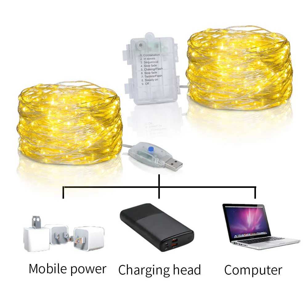 LED String Light Christmas Fairy Light USB Battery Remote Garland Copper Wire LED Lamp for Wedding Party Decoration 10M 20M XJ250612