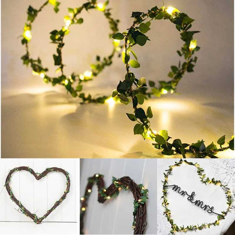 Outdoor Tiny Leaf LED Copper Wire Fairy String Lights Garland Christmas Decorations for Home New Year Wedding Garden Street LampXJ250612