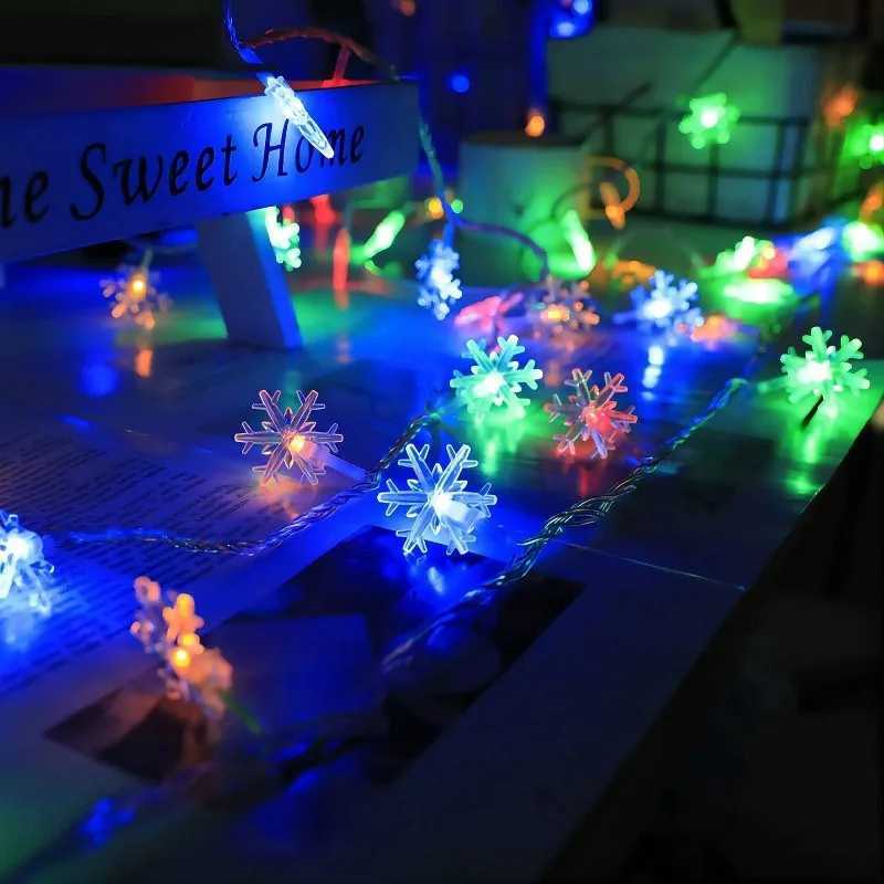 10/20/80Leds Snowflake String Garland Fairy Lights USB/Battery Powered Christmas Tree Holiday New Year Bedroom Decoration Lamps XJ250612
