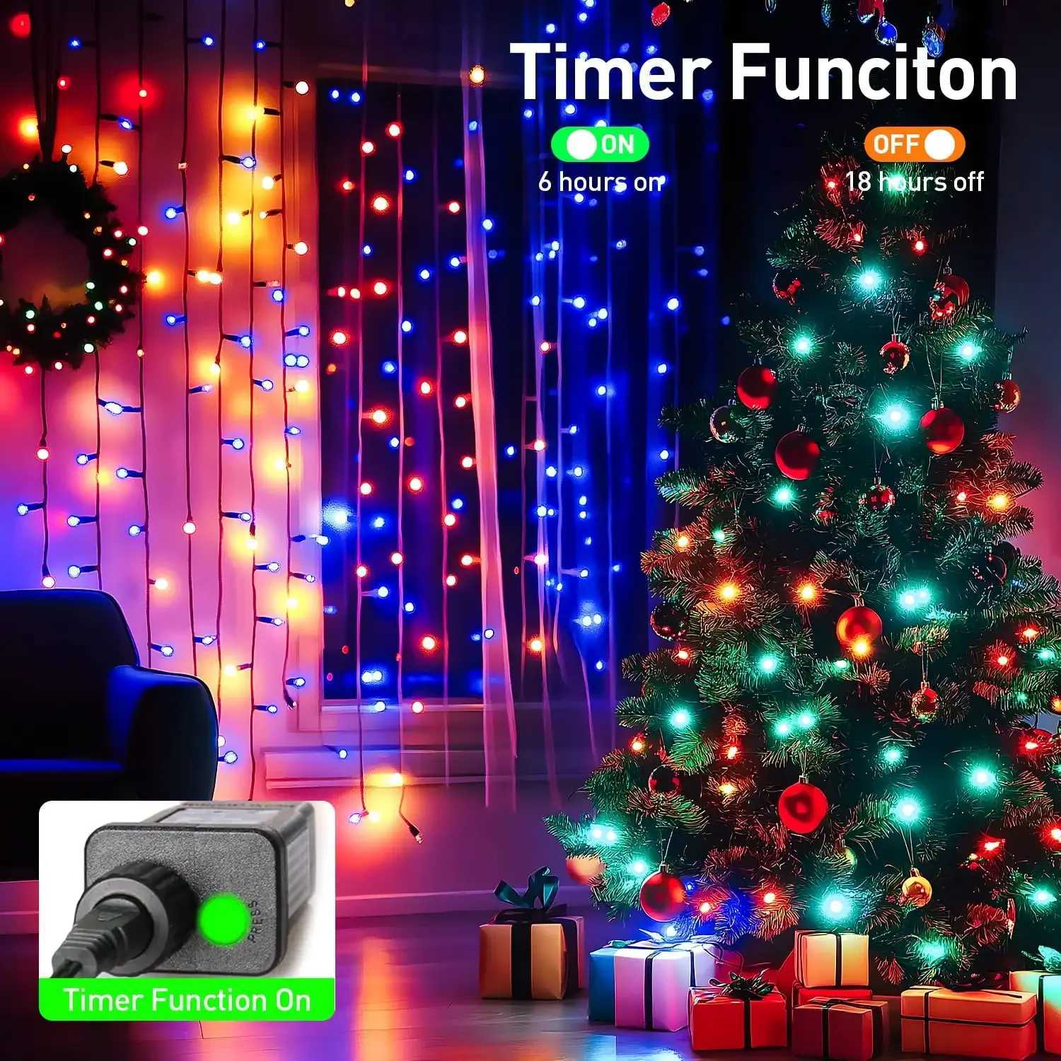 200 LED String Lights Indoor Outdoor 66FT Plug-in Fairy Light for Bedroom Wedding Party Valentine Decoration XJ250612