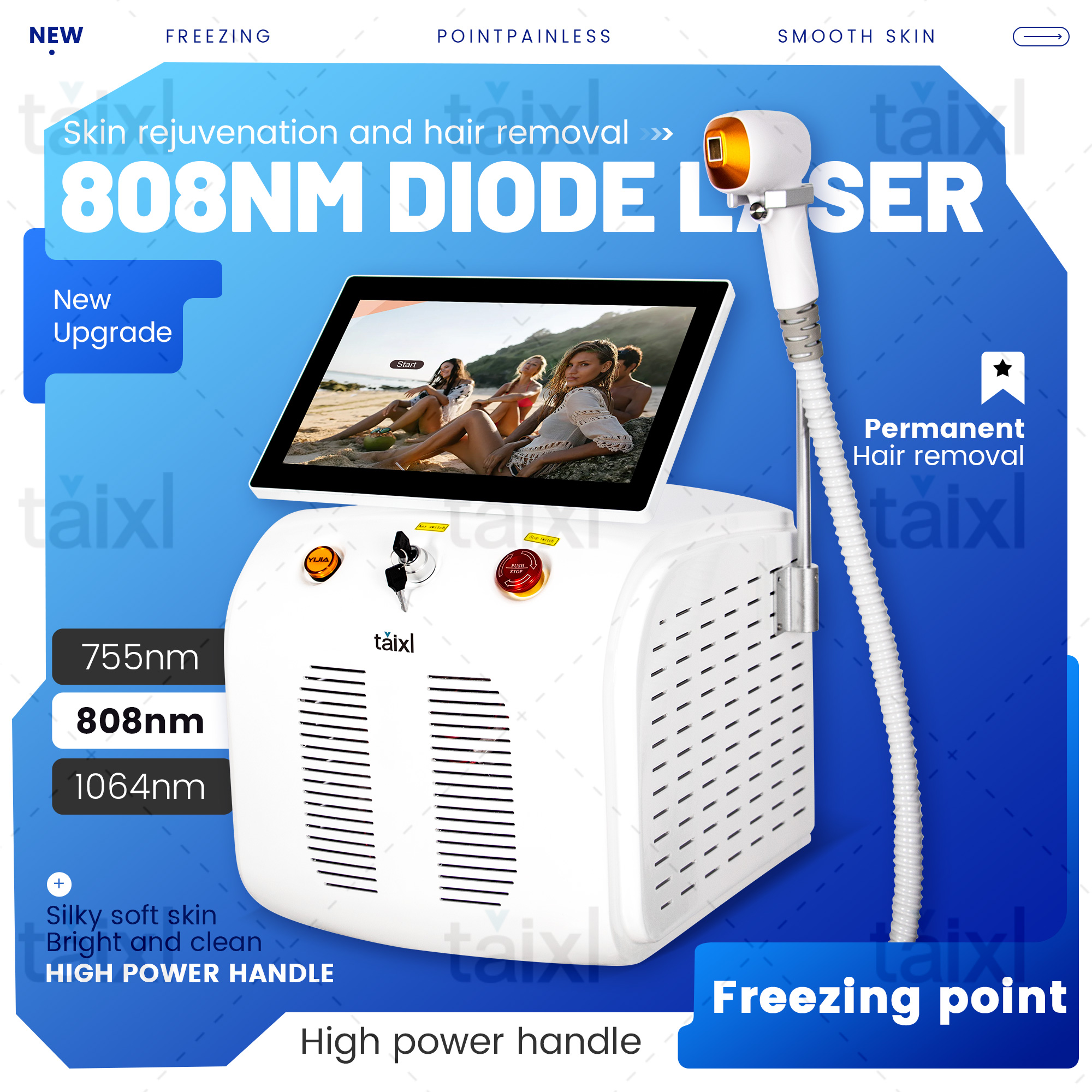 2025 New Professional 3500W High Power 808nm Diode Laser Hair Removal Machine 3 wavelength Ice Titanium Painless Epilator For Salon
