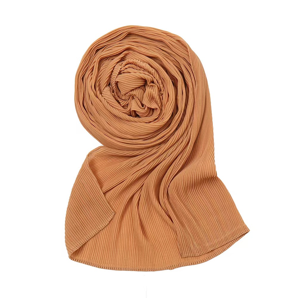 T956 Pearl Chiffon Ruffle Women's Single Color Head Scarf Solid Color Toothpick Ruffle Malaysia Indonesian Baotou Scarf