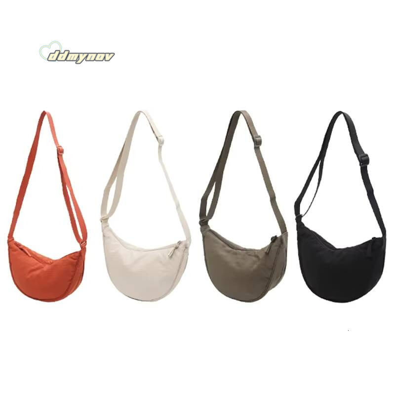 New Simple Casual Solid Color Nylon Large Capacity Women's Dumpling Shoulder Bag for Travel and Commuting ddmynov