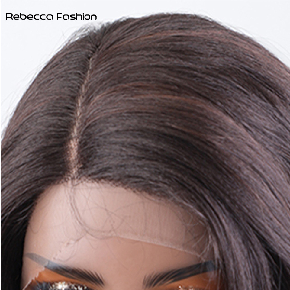 Recebba Fashion Synthetic Long 36 Inch Cosplay Body Wavy Side Part For Women Lace Front Ombre Blonde Wig