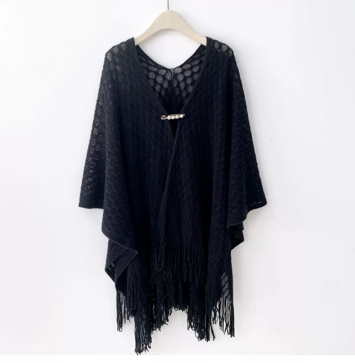 K1003 Spring and summer hollow outerwear large shawl women's solid color plaid with cheongsam cape cloak thin knitted air-conditioned room scarf