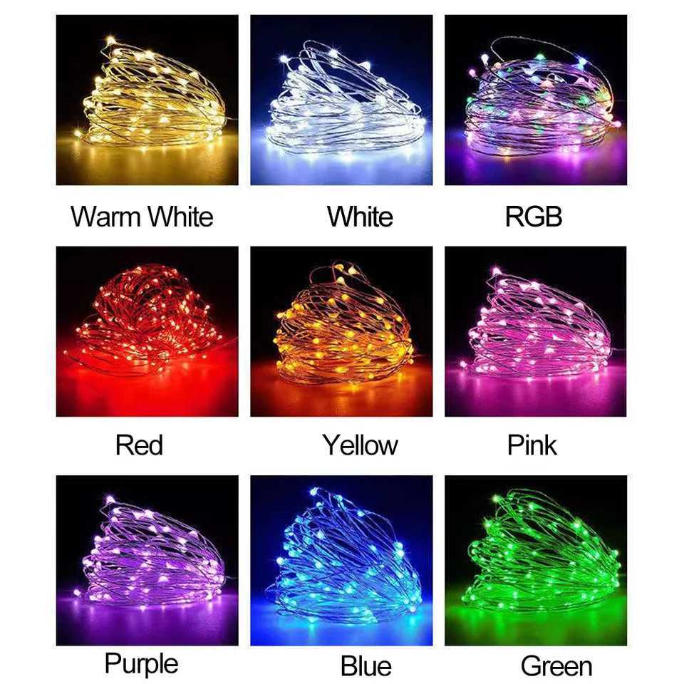 LED Copper Wire Fairy Lights Waterproof LED String Lights Battery Operated DIY Wedding Party Christmas Decoration Garland XJ250612