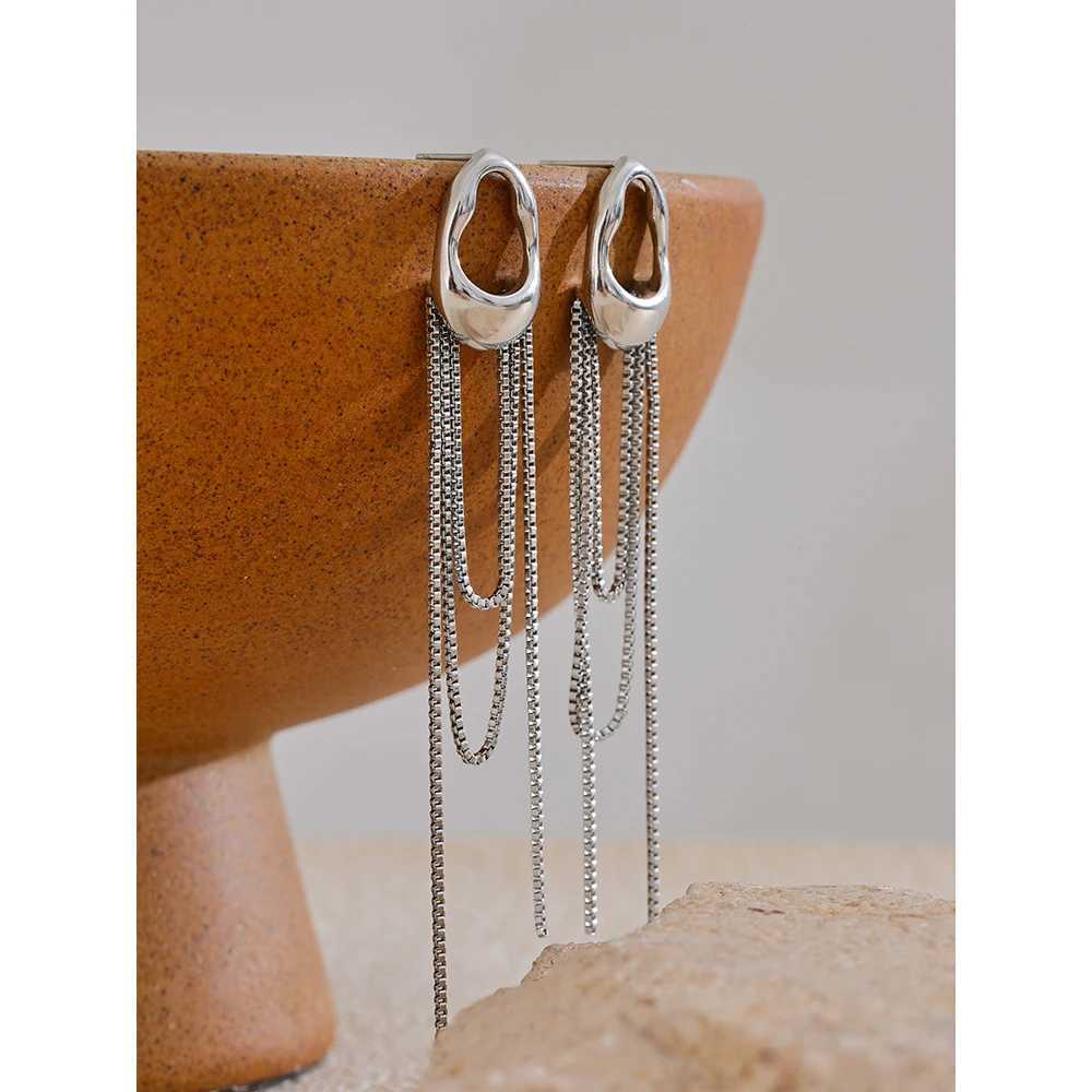 Yhpup 316L Stainless Steel Geometric Tassel Chain Drop Dangle Earrings for Women Temperament Popular Waterproof Jewelry Gift M250613