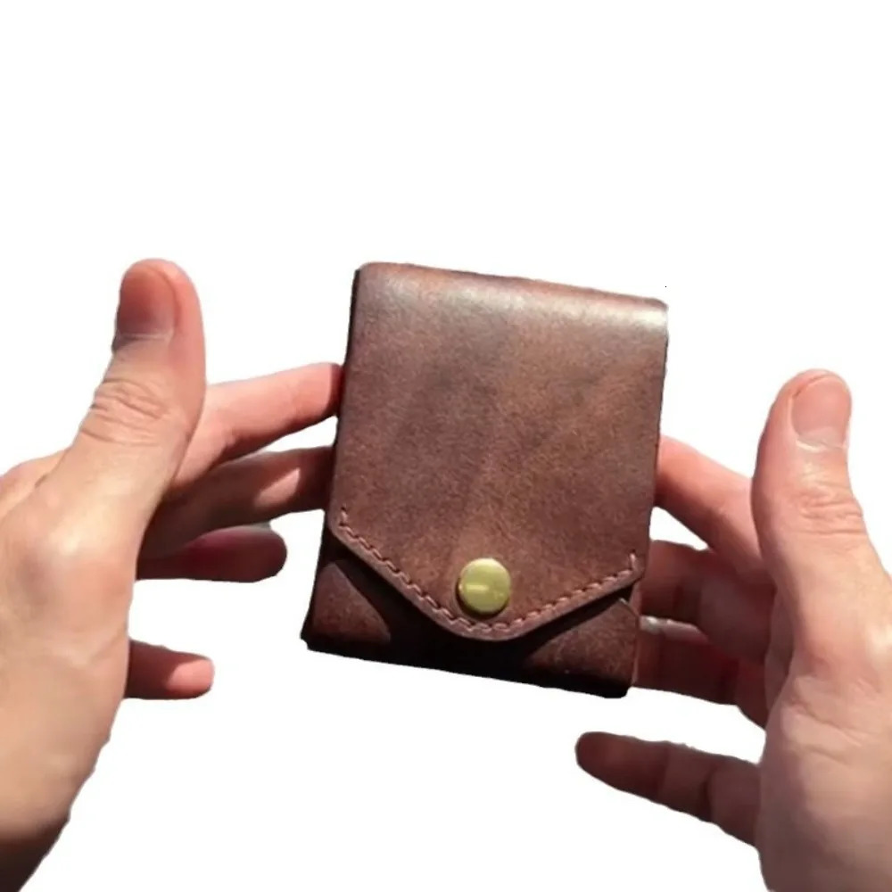 Waterproof Multifunctional Compact Wallet Handmade PU Leather Built-in Pen Slot Front Pocket Wallets Money Clip Travel 250612 - view 6