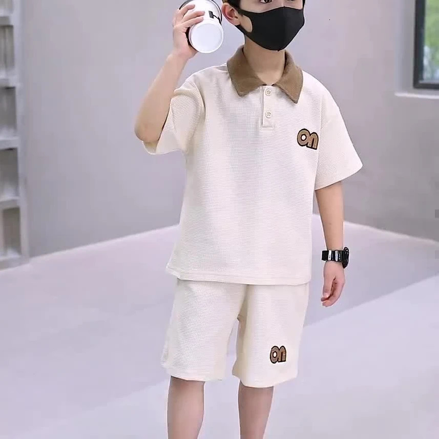 Childrens Top and Bottom Clothes Set Suits Summer Childrens Polo Shirts Short Sleeves Shorts Suits Casual Sports Clothes 250613