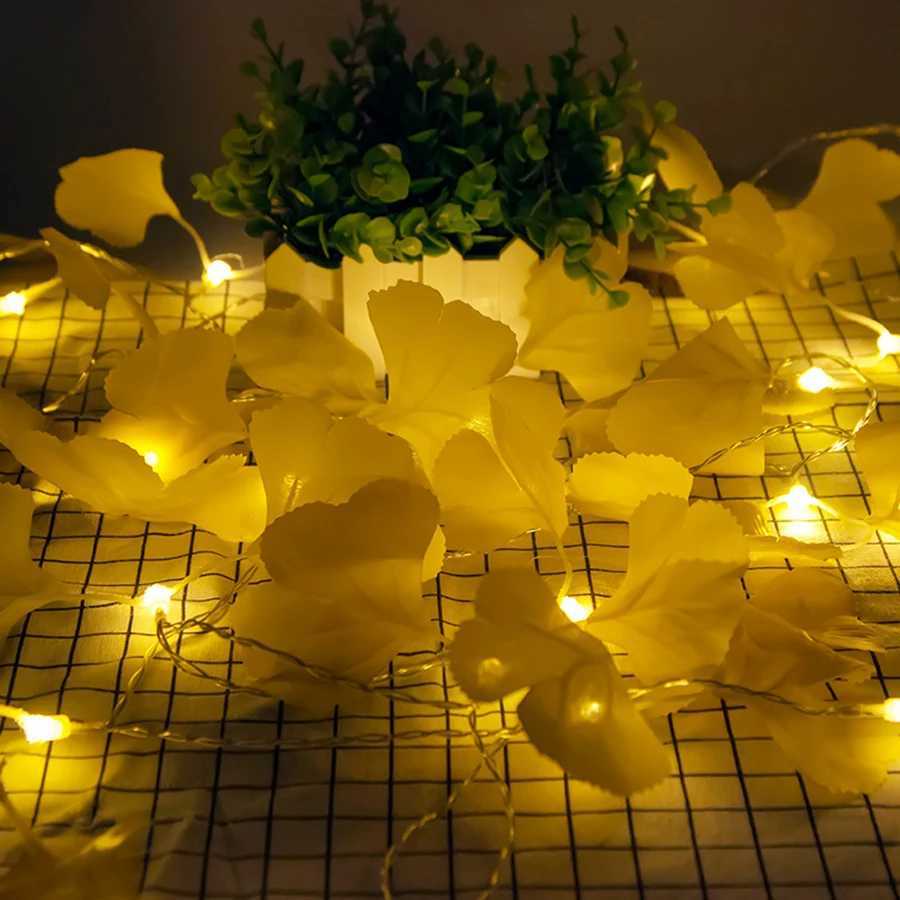 LED simulation ginkgo leaf and leaf light string small colored lights ins girls heart network red lightXJ250612
