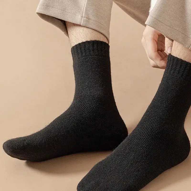 4Pairs/Lot Mens Winter Super Thick Thermal Socks Wool Men Women Solid High Quality Merino Wool Socks Cold Snow Warm Wool Socks T250612