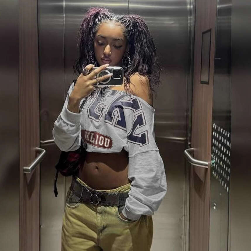 hoodie Women's Wear Women's Fashion Autumn Winter New Style Personality Letter Print Casual Asymmetric Shoulder Loose Cropped Long Sleeve T-