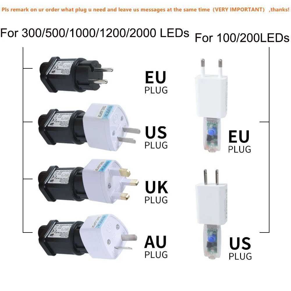 LED String Fairy Lights 100M/200M Silver Wire Birthday Christmas Tree Lights Garland Outdoor Home New Year Wedding Party Decor XJ250612