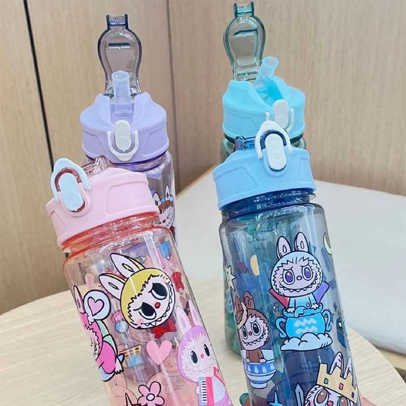 800ML Labubu Cup Anime Large Capacity -Up Straw Children Outdoor Portable Plastic Water Bottle Gift Free shipping