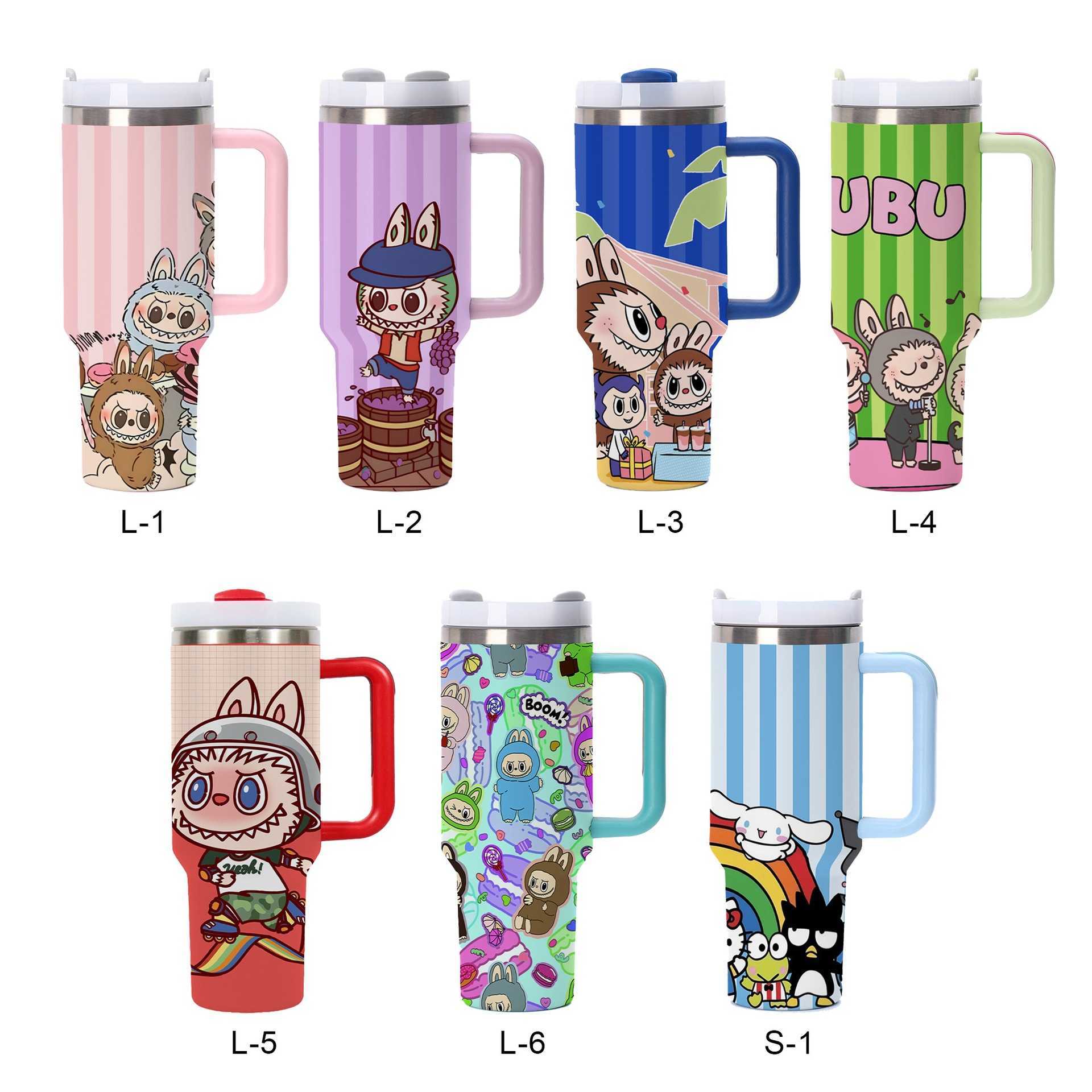 New La Bubu 40oz Second Generation Car Cup Large Capacity Ice Cup with Straw Handle Striped Cup S25613