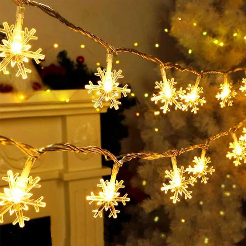 1Pc Christmas Lights Snowflake String Light LED Battery Operated Waterproof Snowflake Fairy Lights For Bedroom Garden Decoration XJ250612