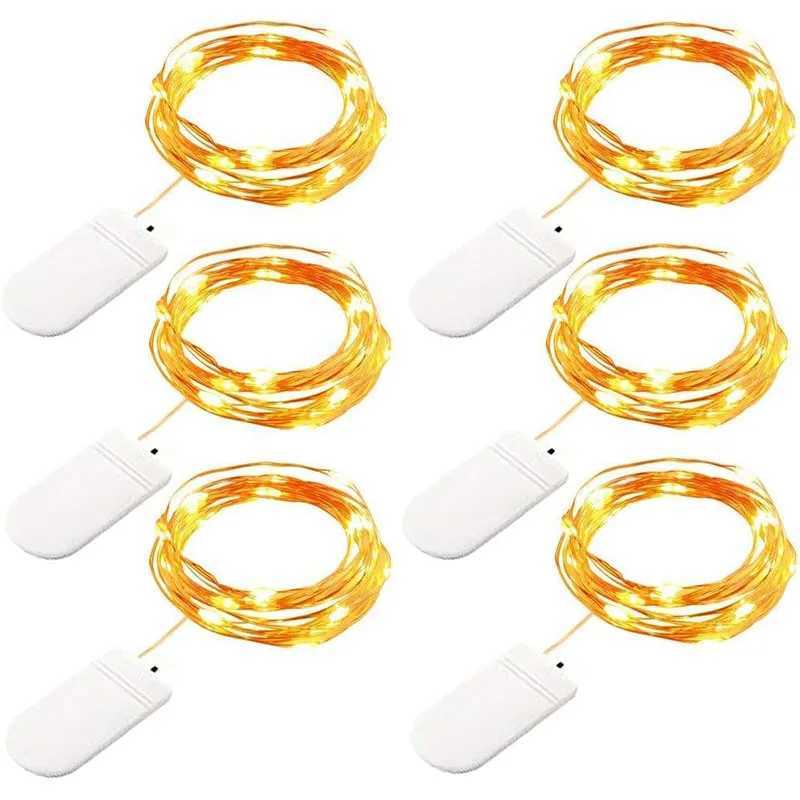 6 Pack LED Fairy Lights Battery Operated String Light Waterproof Silver Wire For DIY Wedding Party Bedroom Patio Christmas Decor XJ250612