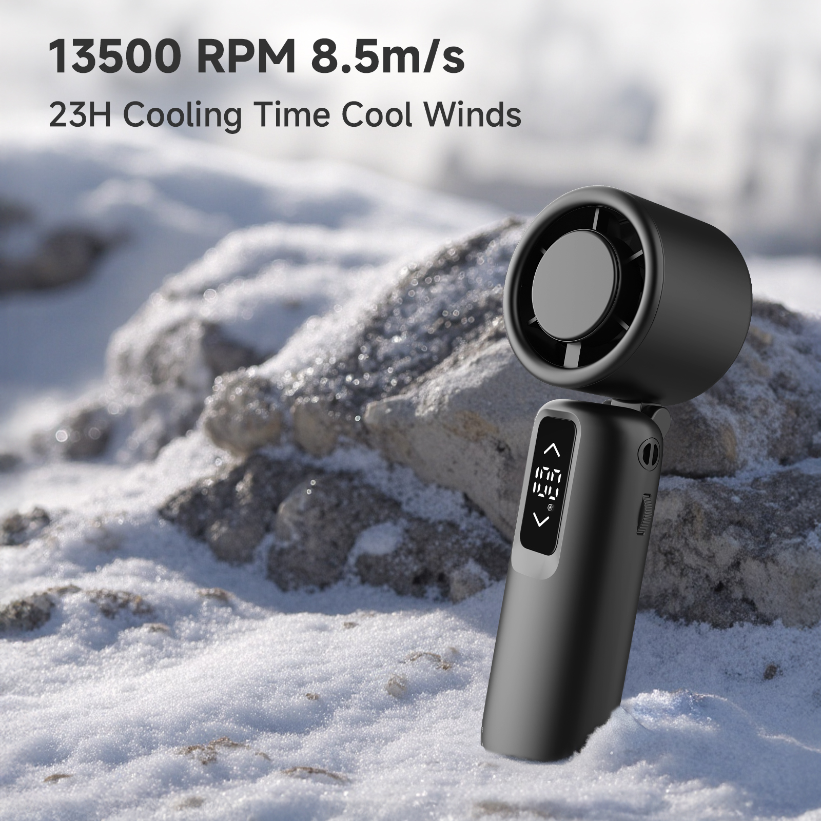 Portable Handheld Fan with LCD Display - 1-100 Speed Settings, 4000mAh Rechargeable Battery, Foldable Design for Travel, Outdoor & Office Cooling