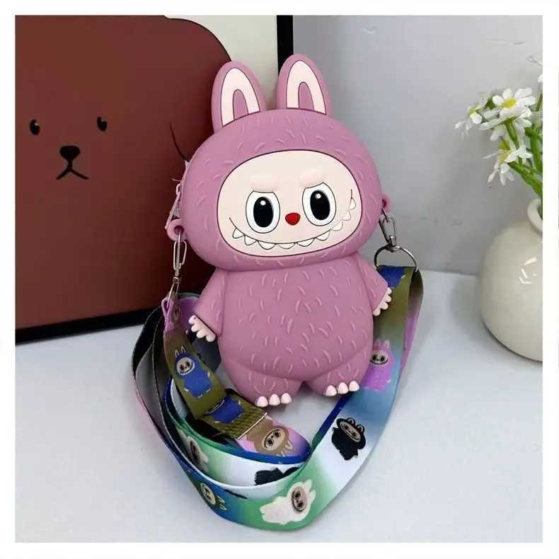 Labubu Monsters Silicone Wallet aron Mini Crossbody Labubus Portable Waterproof Storage Shoulder Bag Kids Gifts Free shipping