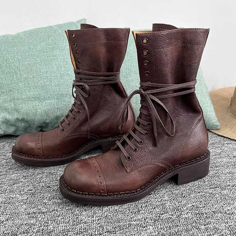 Women's Martin Boots British Style Autumn New Short Barrel Women's Boots Vintage Short Boots Genuine Leather Women's Boots M250613