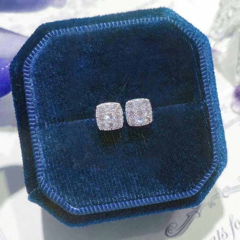 Huitan Simple Square-shaped Stud Earrings Women Inlaid Shiny CZ Versatile Ear Piercing Accessories for Teens Statement JewelryXJ250612