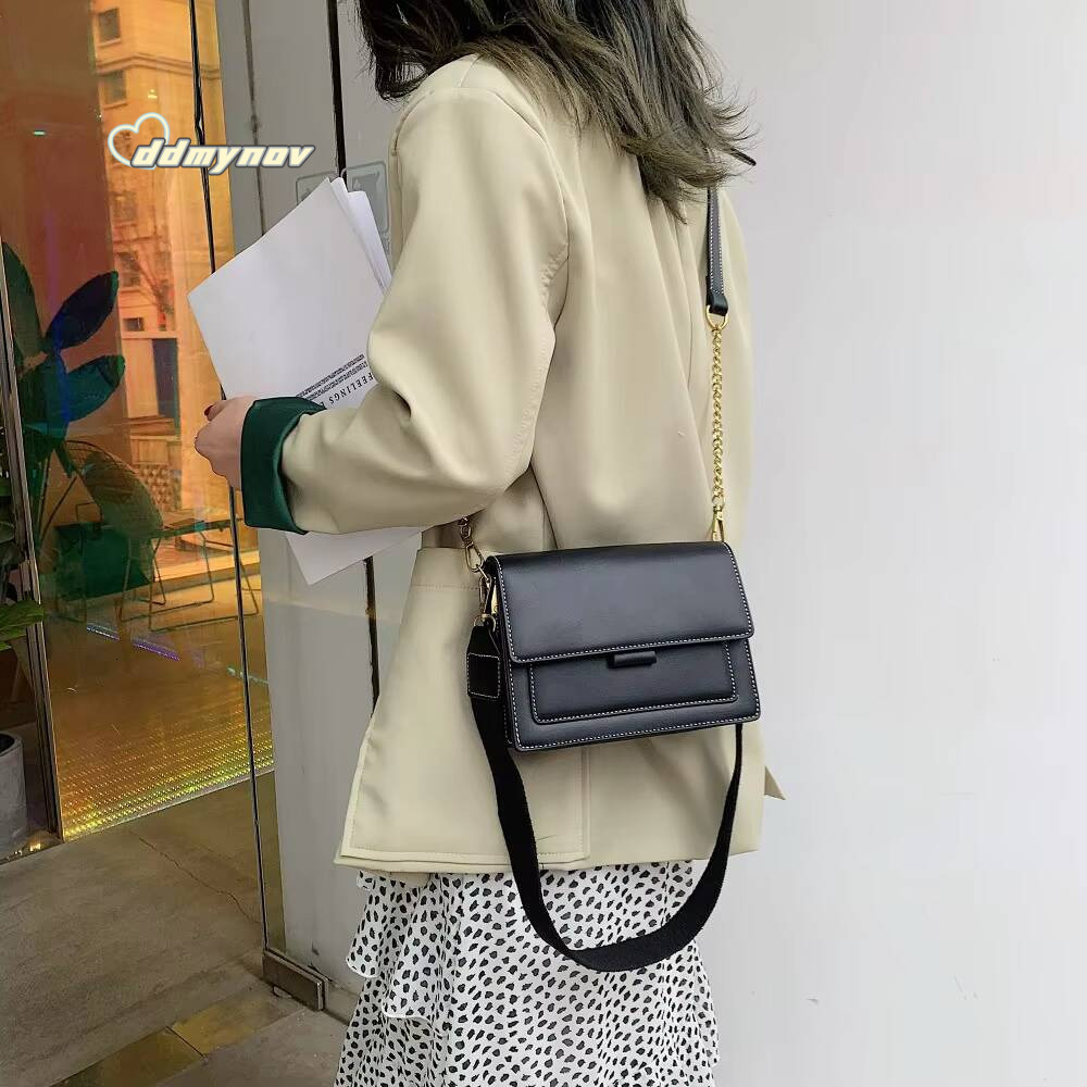 Contrast color Leather Crossbody Bags For Women Travel Handbag Fashion Simple Shoulder Messenger Ladies Small Flap Bag ddmynov