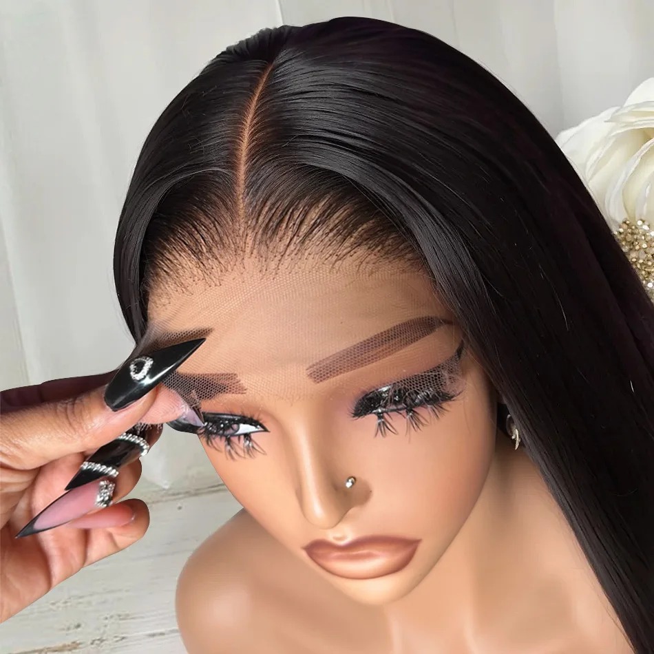 HD Transparent Straight Lace Frontal Human Hair Wigs 30 40 Inch 13x4 Lace Front Wig 200 density PrePlucked Wear And Go Glueless For Women Synthetic