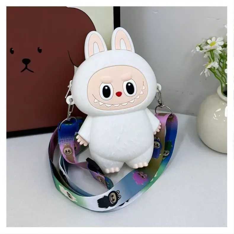 Labubu Monsters Silicone Wallet aron Mini Crossbody Labubus Portable Waterproof Storage Shoulder Bag Kids Gifts Free shipping