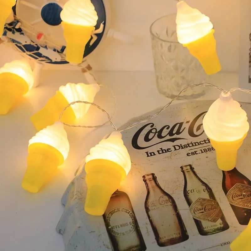 Christmas Ice Cream LED String Lights Indoor Atmosphere New Year Decoration Room Battery Lights Birthday Party Waterproof 095 XJ250612