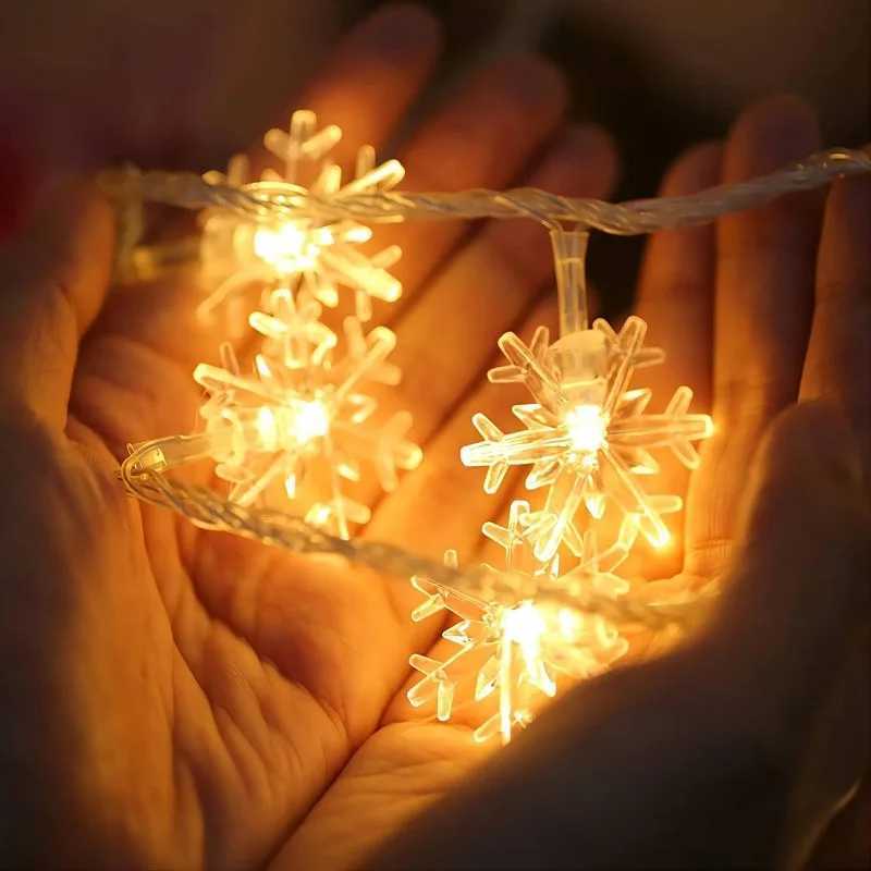 10/20/80Leds Snowflake String Garland Fairy Lights USB/Battery Powered Christmas Tree Holiday New Year Bedroom Decoration Lamps XJ250612