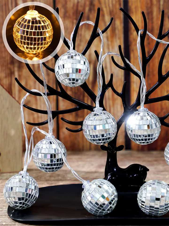 Disco Ball LED String Lights - Battery Powered Fairy Lamp for Bedroom Home Decoration Garden Party Wedding Birthday Decor XJ250612