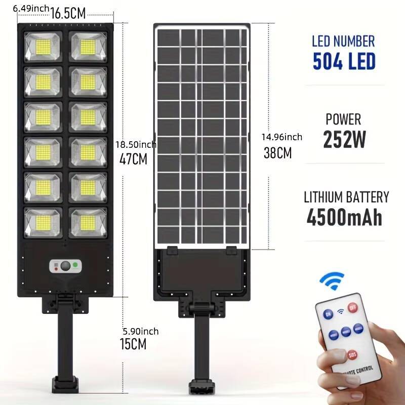 3 Modes 640LED Big Lights Outdoor Sunlight Motion Sensor Solar Street Remote Control Waterproof Courtyard Wall Lamp