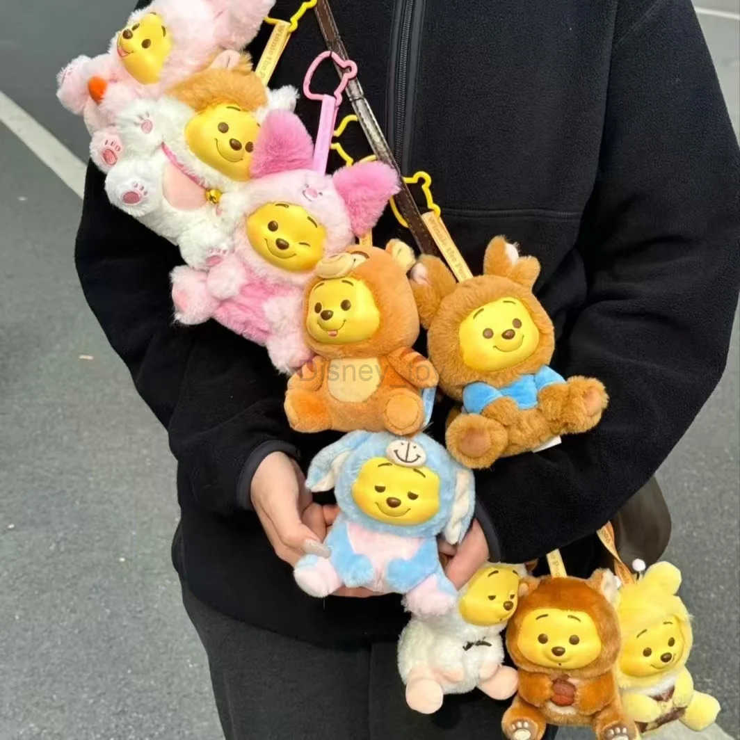 In Stock Disney Pooh Bear Pendant Blind Box Series Naughty Party Vinyl ChildrenS Toy Cute Model Birthday Gift Ornament Collect Y250613