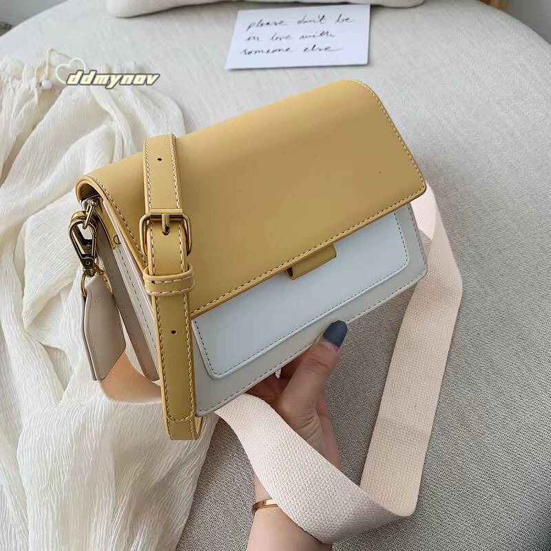 Contrast color Leather Crossbody Bags For Women Travel Handbag Fashion Simple Shoulder Messenger Ladies Small Flap Bag ddmynov