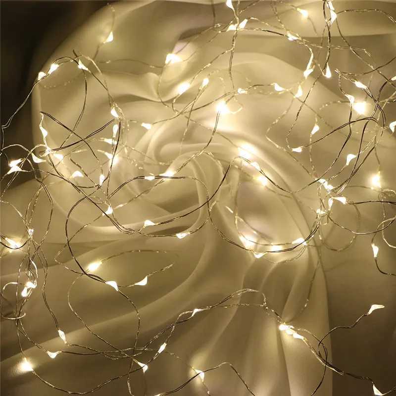 Fairy Lights AA Battery Powered 1M 10 2M 20 3M 30 5M 50 10M 100Leds Silver Led Copper Wire String Light Decorative Fairy Lights XJ250612