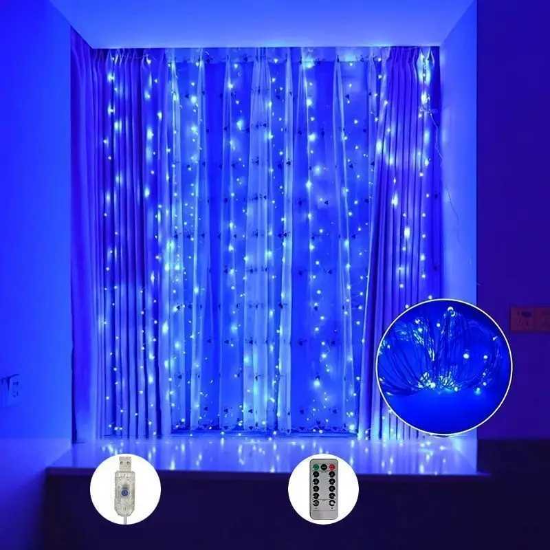 New Year 2025 USB Curtain String Fairy Lights 8 Modes 6/3M LED Christmas Garland Remote For Party Garden Home Wedding Decoration XJ250612