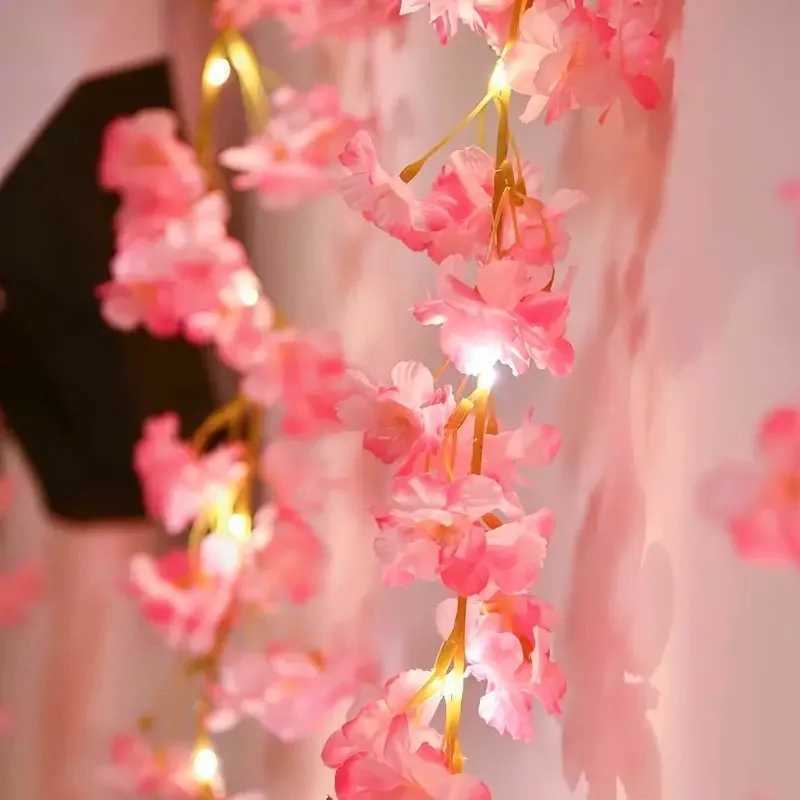 Fairy String Warm White 2/5m 20/50Leds Cherry Blossom Battery Powered Lights Artificial Flower for Wedding Party Bedroom Decor XJ250612