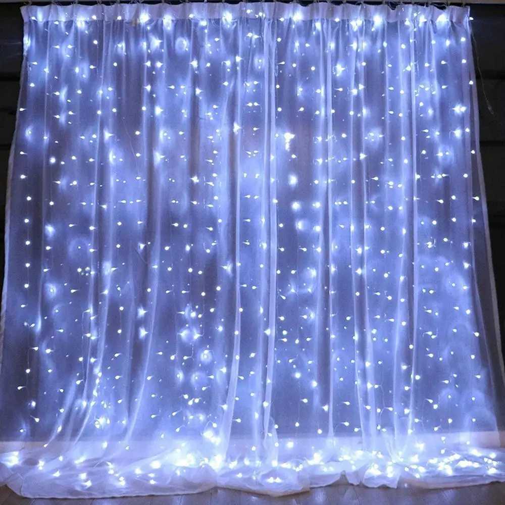 3/4/6M USB 8 Modes Window Curtain String Lights Remote Christmas Fairy Garland Lights for Party Wedding Holiday Bedroom Decor XJ250612