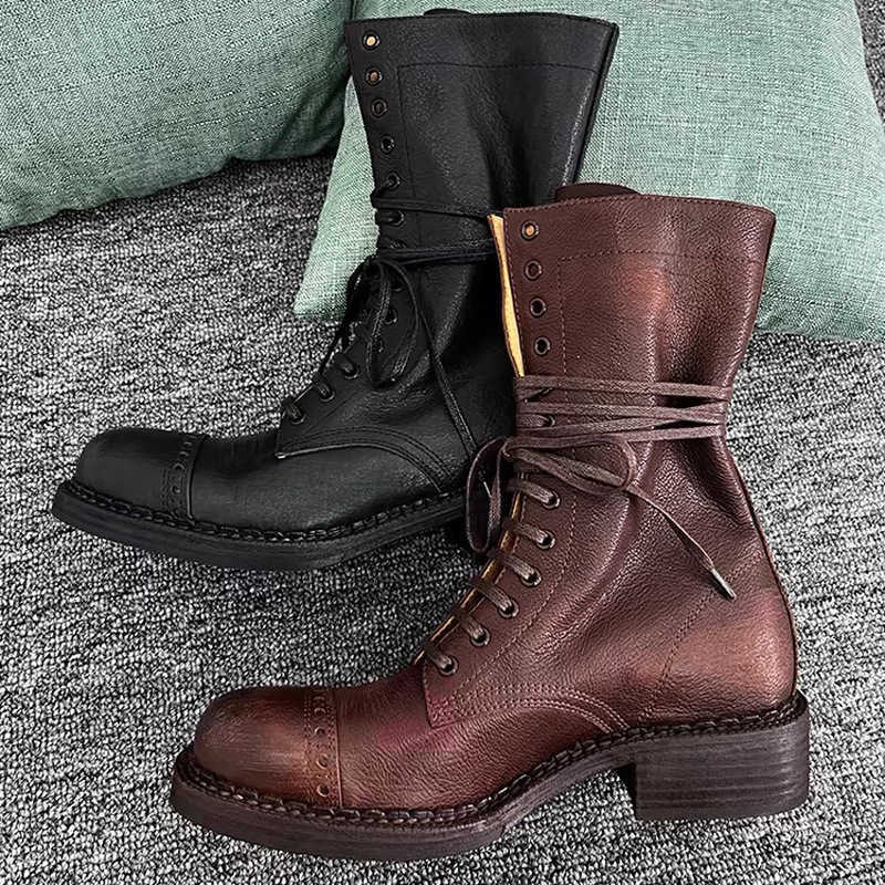 Women's Martin Boots British Style Autumn New Short Barrel Women's Boots Vintage Short Boots Genuine Leather Women's Boots M250613