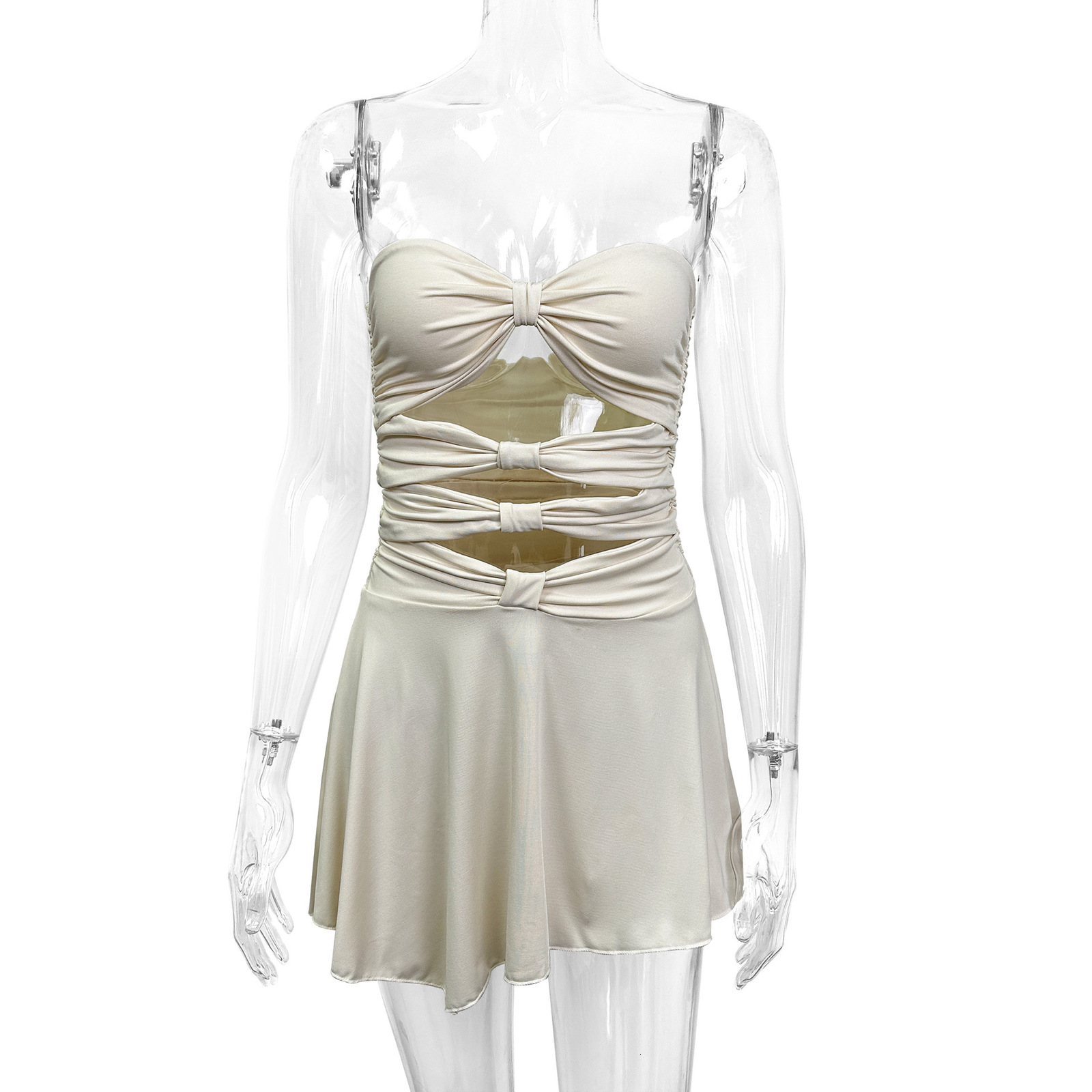 Summer Sexy Strapless Womens Dress Solid Color Fashionable Short Dress 250322